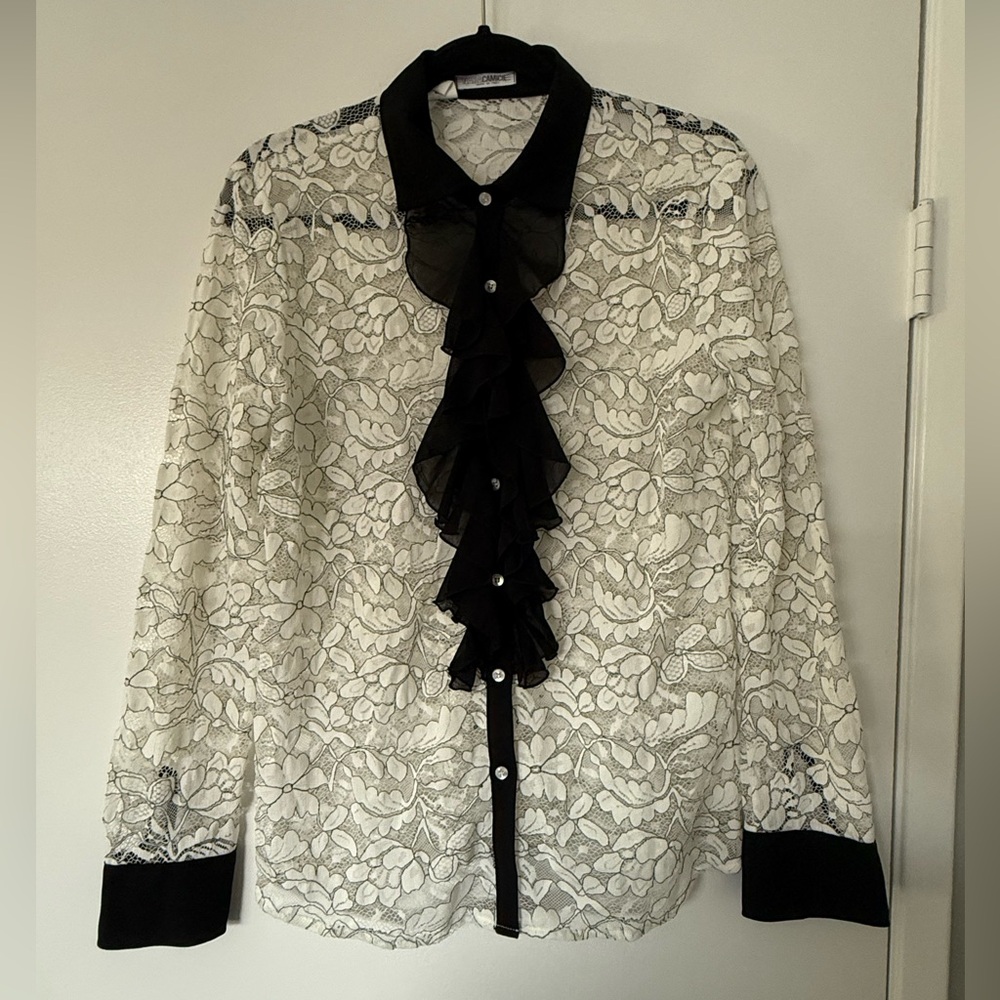 Naracamicie Floral Lace Ruffled Blouse